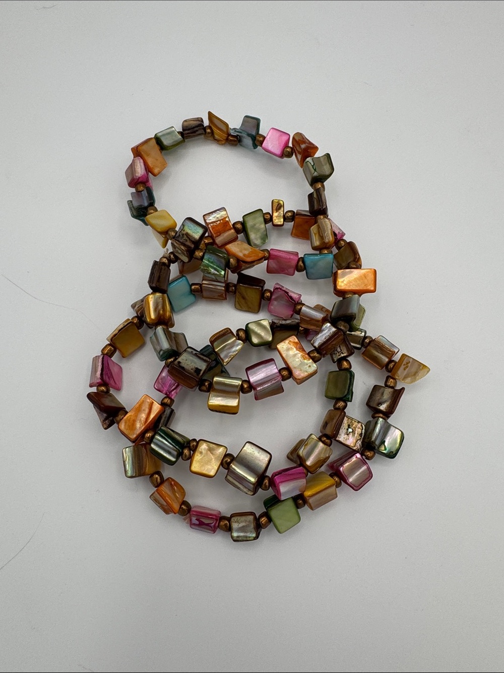 4 Multicolor Shell Tile Stretch Bracelet - Women Jewelry